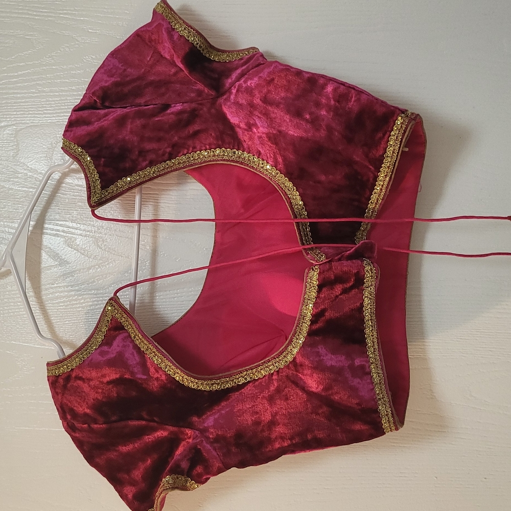 Velvet Crop Top with Gold Trim